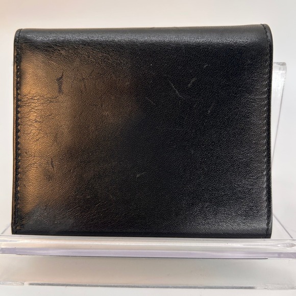Fendi Black Leather Trifold Wallet GHW Coin Snap Authentic